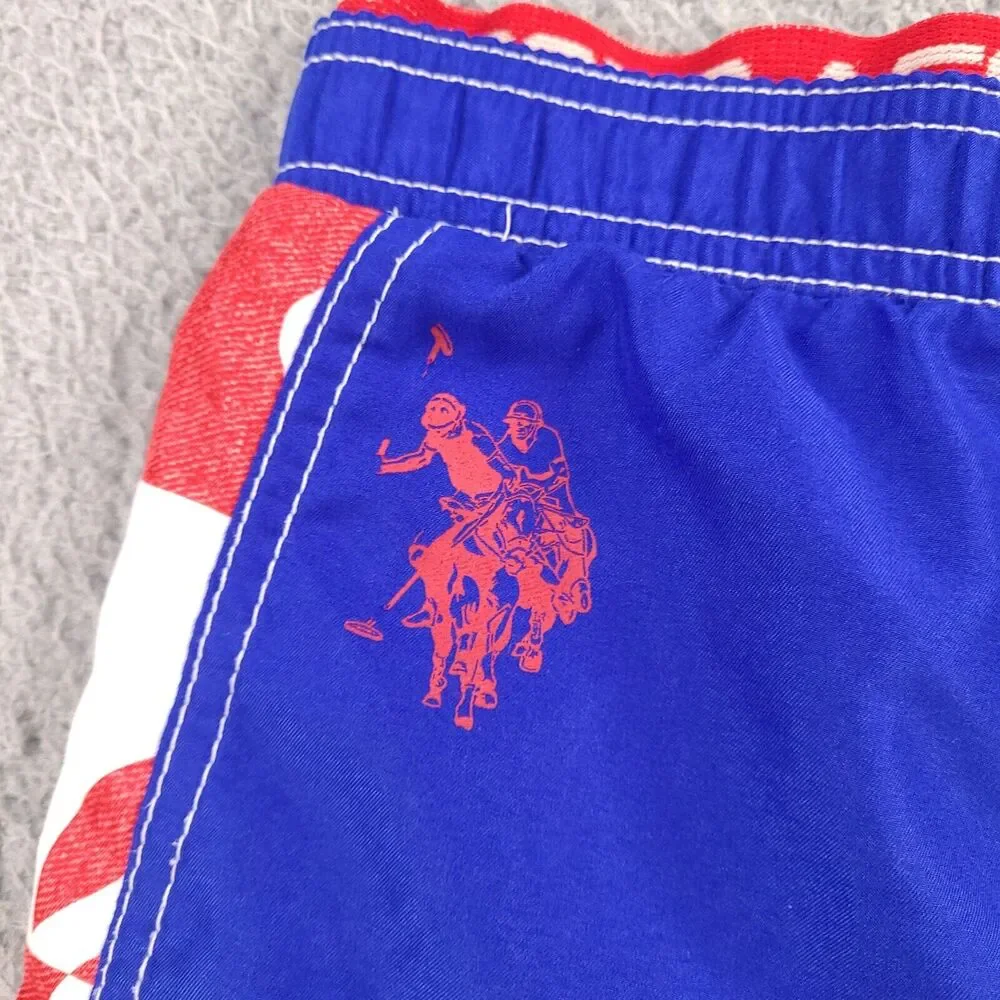 US Polo Assn Board Swim Shorts Boys Large 14/16 Blue USPA3 Champions Lined‎